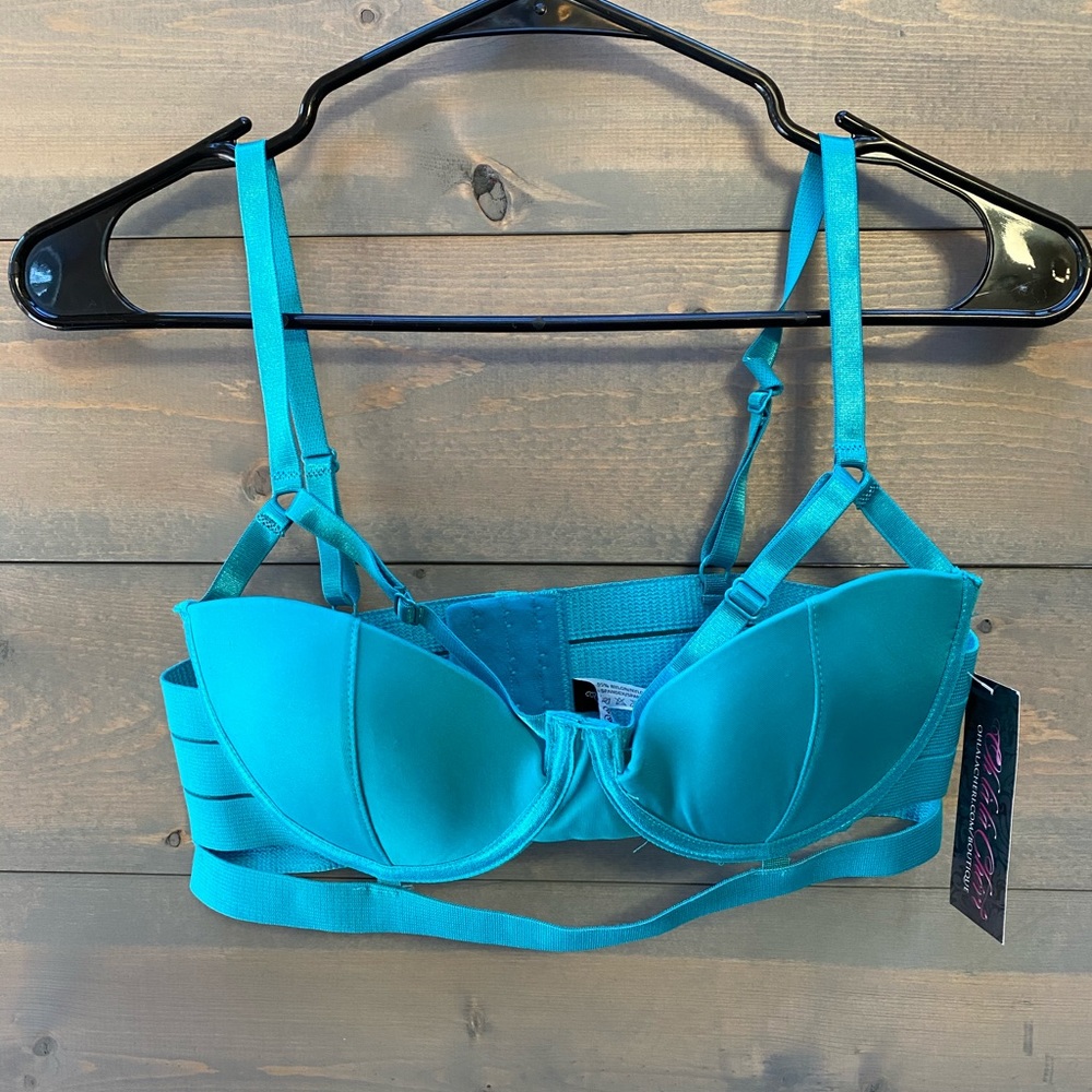 Oh la la Cheri Paris M Aqua Blue Demi Cup Pushup Bra